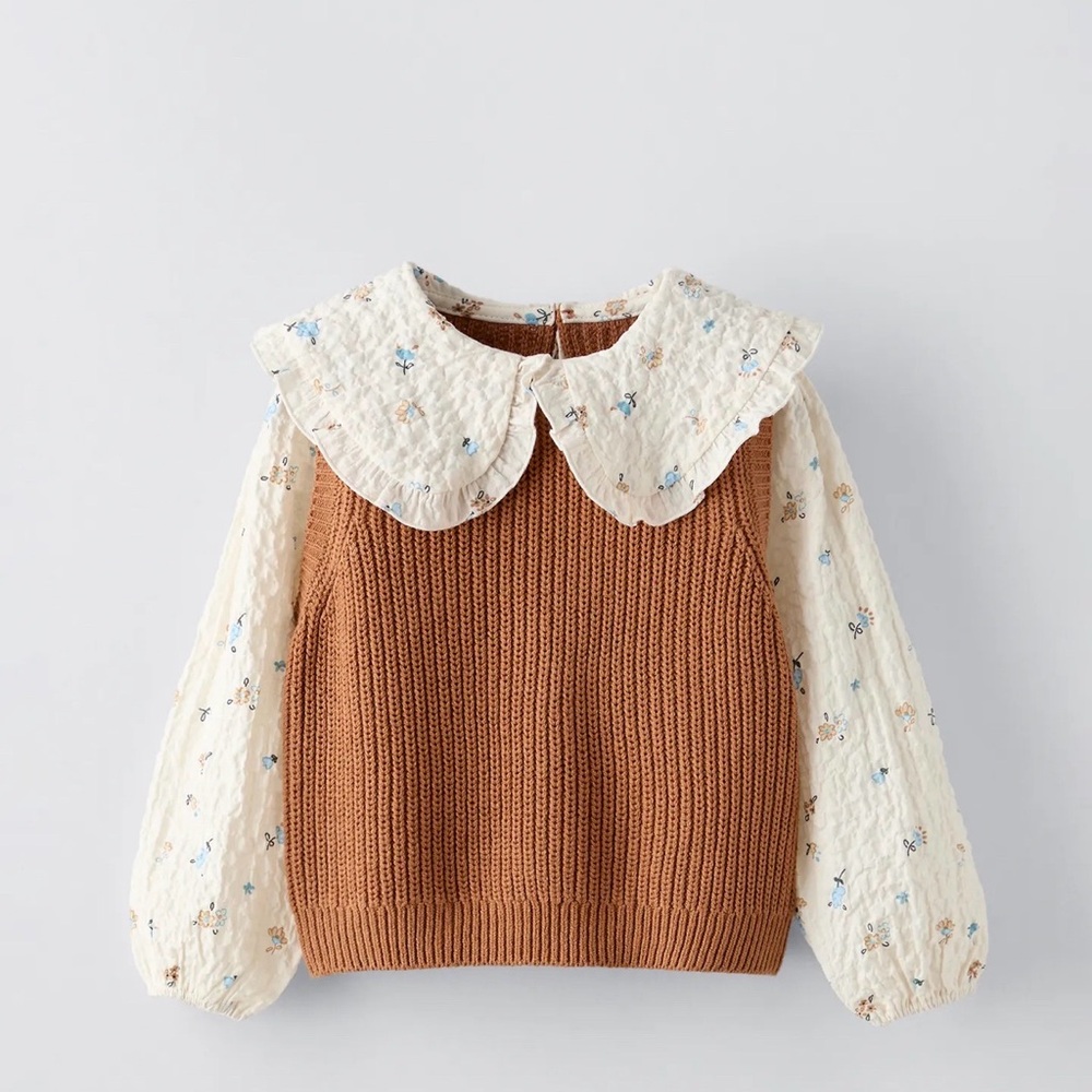 Zara Combination Knit Vest and Shirt  SZ4